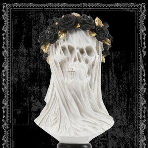 CHRISTIAN LACROIX Veiled Maiden Bride Skull Bust Lit Rose Crown
